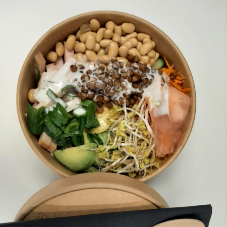 Pokebowl gerookte kip